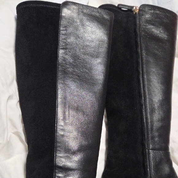 Tory Burch Black Heeled Boots with Gold Accent - Picture 12 of 16